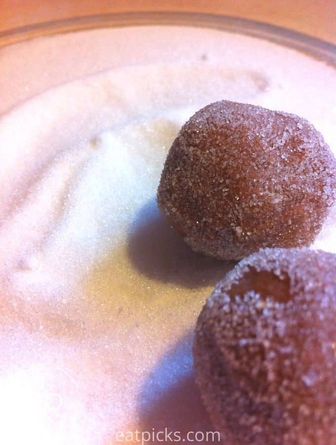 Nutella sugar cookie balls in sugar