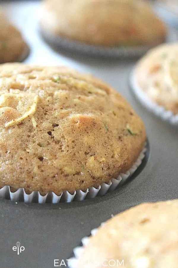 Healthy zucchini carrot muffins baked in a muffin tin