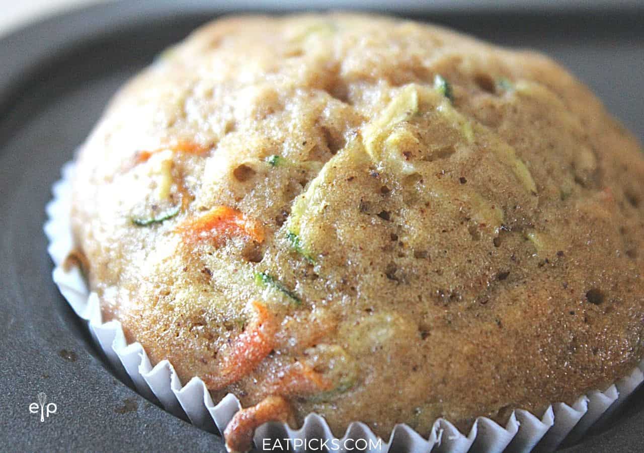 Zucchini carrot muffin in baking tin