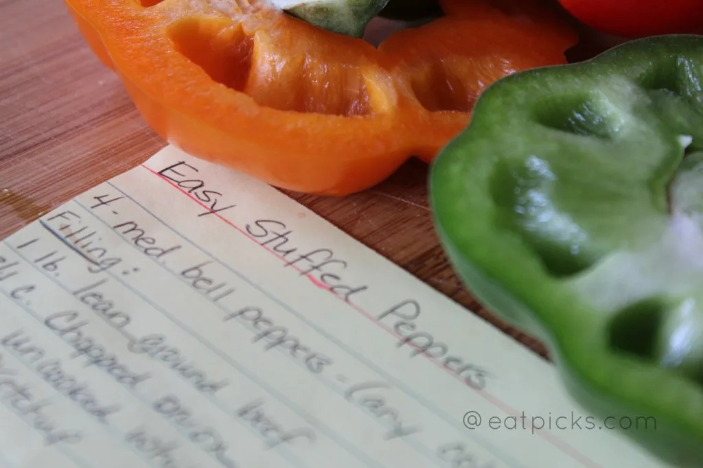 easy stuffed peppers recipe card eatpicks.com