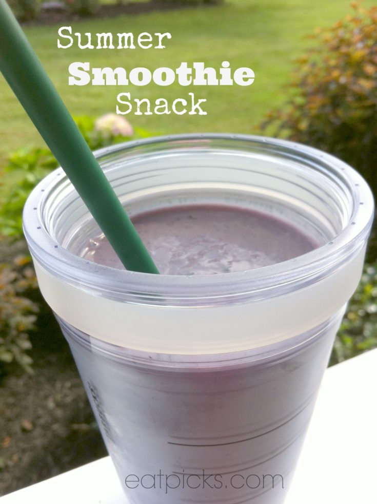 summer-smoothie-snack is full of fresh berries like blueberries, raspberries and blackberries. Delicious way to get your fruits all in a smoothie!