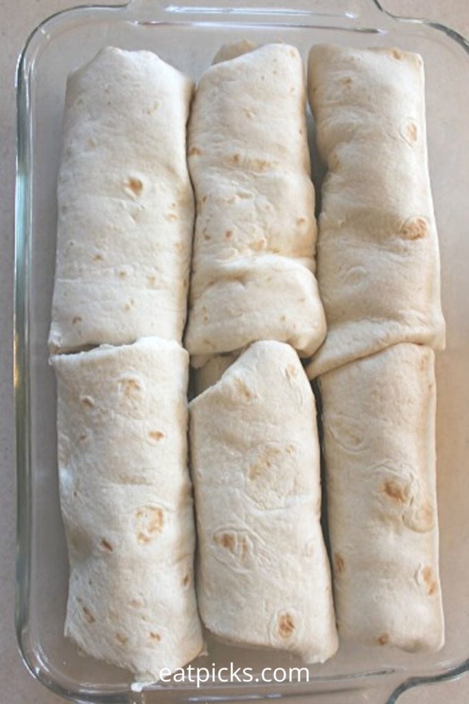 Rolled enchiladas in flour tortillas 