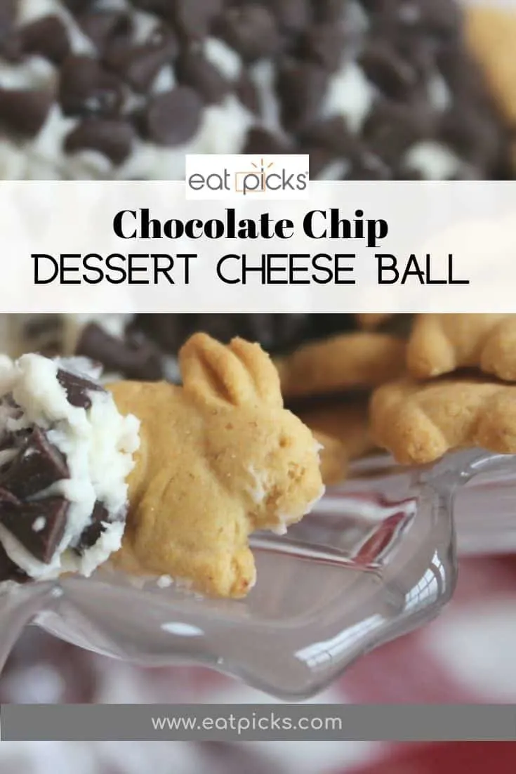 Chocolate chip dessert cheese ball with bunny graham crackers