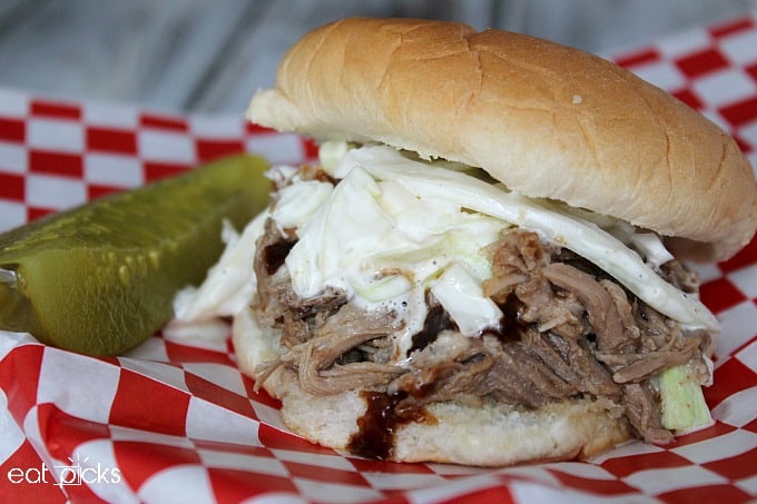 pulled pork with slaw and pickle