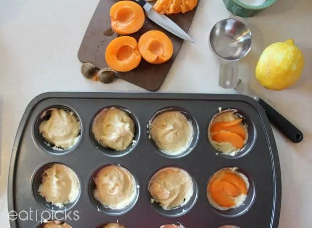 apricot muffin tin cakes in pan