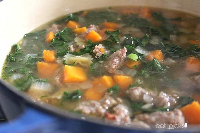 sausage & Kale Soup in pot