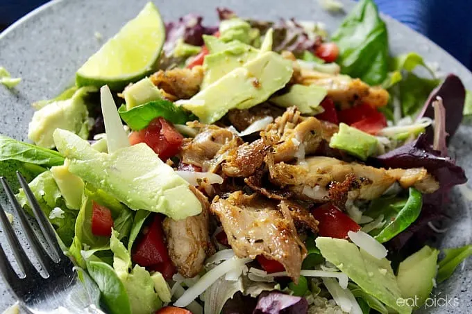 Chili Lime chicken salad with fork