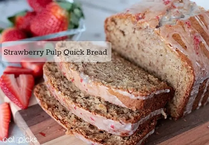 Strawberry Fruit Pulp bread recipe is a perfect way to use up left over pulp from your juicer. Adding strawberry pulp to the glaze is delicious too!