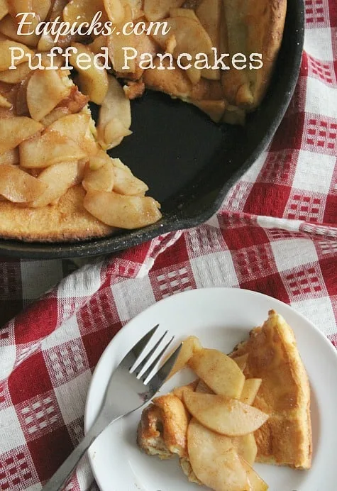 Puffed Pancake or Dutch Baby, is a perfect way to start the day. This breakfast is full of fresh apples and cinnamon and cooks great in a cast iron skillet.