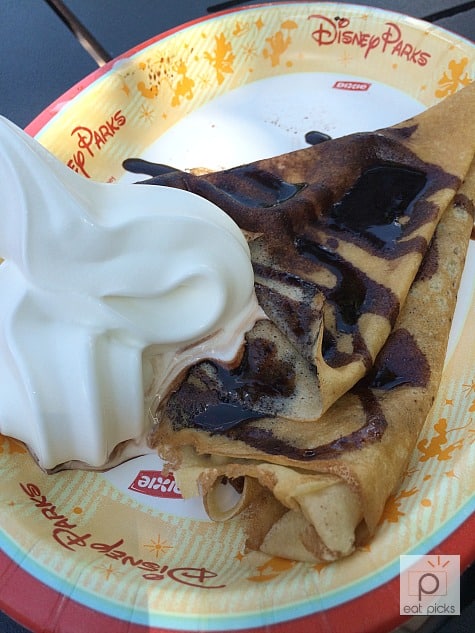 crepes chocolate and ice cream in France at Epcot are a must have treat to enjoy. 