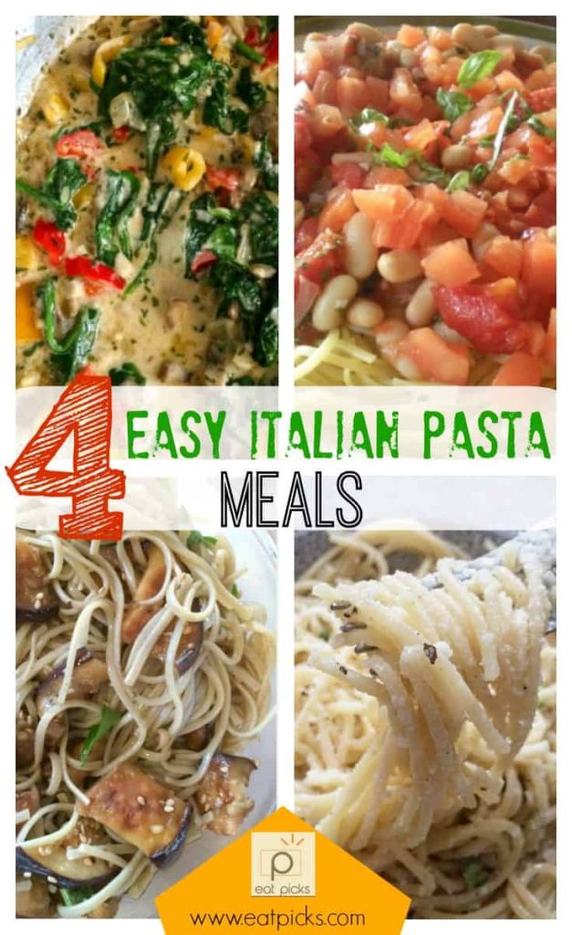 4 easy Italian Pasta Meals give you options for Sunday dinner, or make perfect additions to weekly meal plans. Full of veggies, cheese and more, try one of our favorite recipes. 