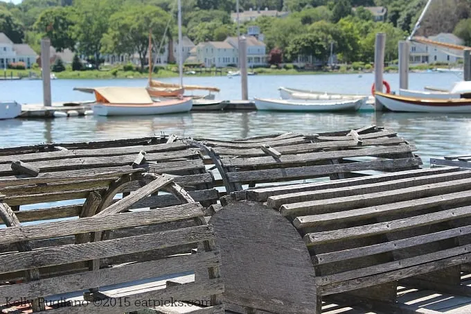 Lobster Traps in Mystic, CT line the harbor pier. A wonderful place for travel and photography.
