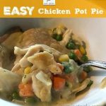 Easy Chicken Pot Pie is comfort food at its finest. Full of roasted chicken and mixed veggies, this pot pie is ready in 30 minutes but tastes like you spent hours making it!