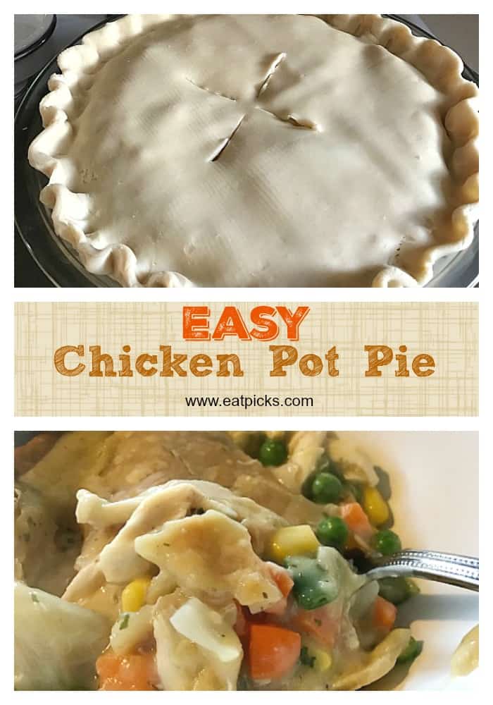easy chicken pot pie is a go-to fall comfort food dinner. Made with Pillsbury Pie Crust, Campbell's soup and frozen vegetables, this hearty dish will be on your meal plan rotation. 