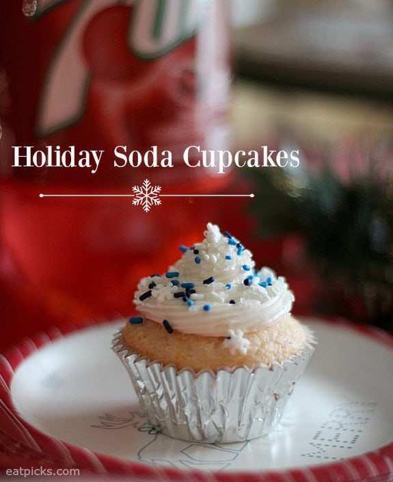 Holiday Soda Cupcakes with 7UP and Cherry 7UP creates a festive treat for holiday entertaining