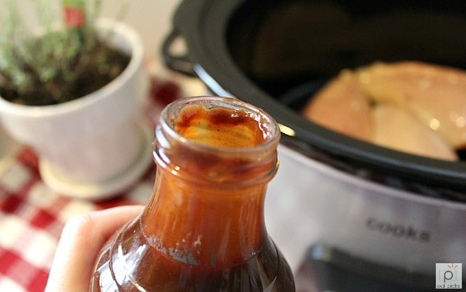 BBQ Chicken Crockpot recipe starts with your favorite sauce. Whether homemade or out a jar is up to you. Either will make this recipe great!