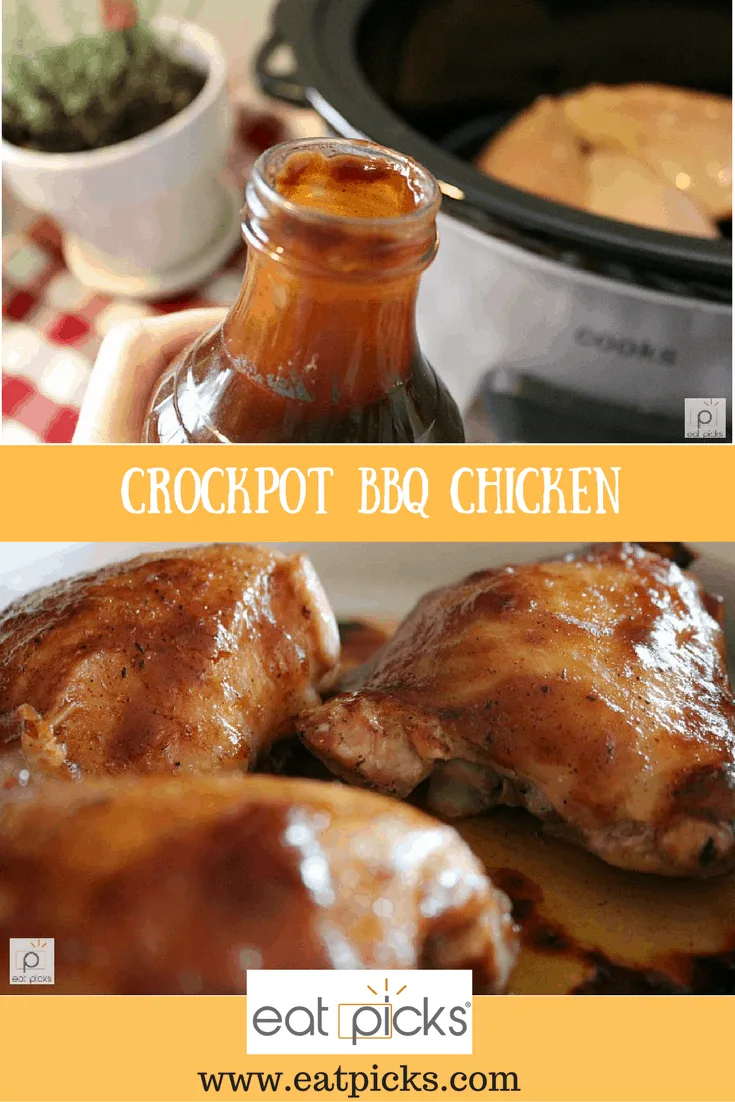 BBQ Chicken Recipe for the crockpot of slow cooker is super easy and tasty. Make Pulled BBQ Chicken sandwiches or nachos for dinner or the Big Game Party!