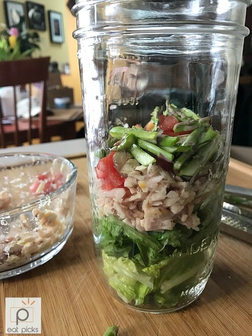 Add Tuna Salad to go to a mason jar and you have a perfectly prepared lunch ready to go!