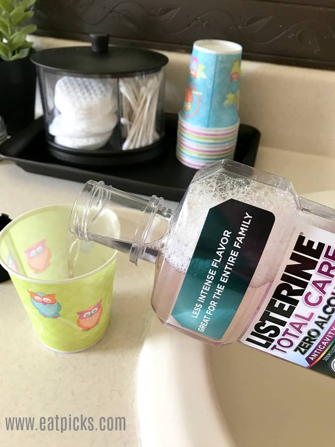 Pouring LISTERINE® into a cup makes a clean rinse every single time! 