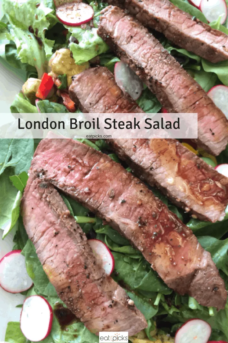 London Broil Steak Salad is perfect balance of veggies and protein
