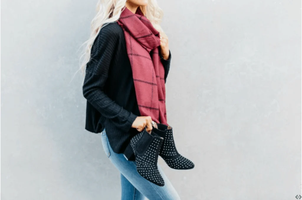 Scarf and studded booties