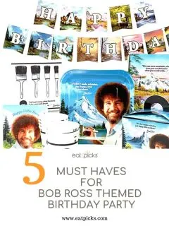 5 Things for Bob Ross Themed Birthday Party party supplies
