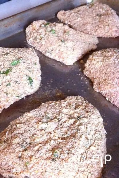 Breaded Chicken Cutlets on baking tray