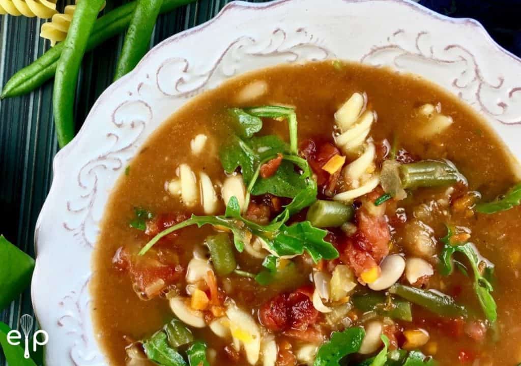 Easy minestrone soup in bowl