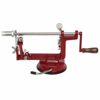 Johnny Apple Peeler with Suction Base, Stainless Steel Blades, Red Cast Iron Body | Apple Slicer, Corer, Parer and Pie Maker VKP1010