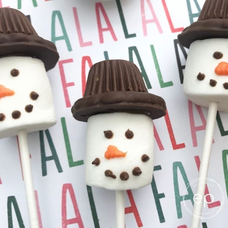 Snowman marshmallow craft pops