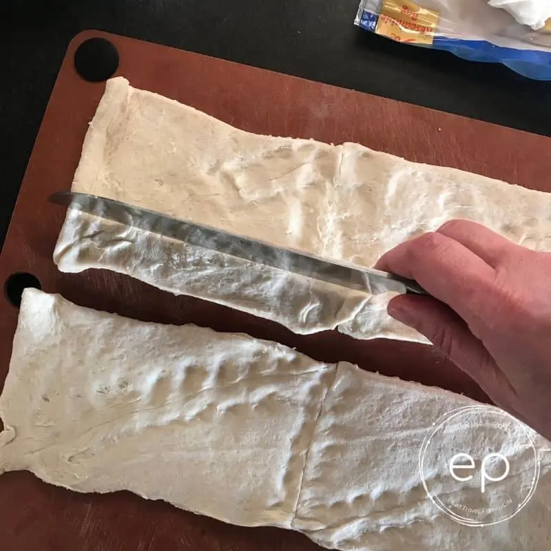 Crescent Roll Dough on cutting board 