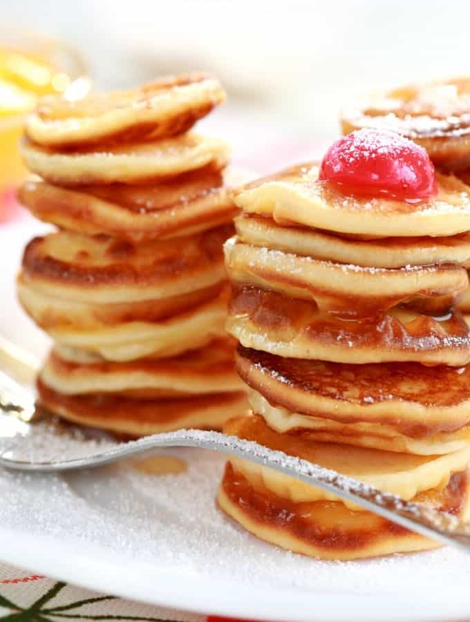 Silver Dollar Pancakes stacked on plate