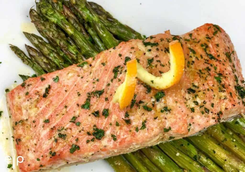 Orange Glazed Salmon with asparagus